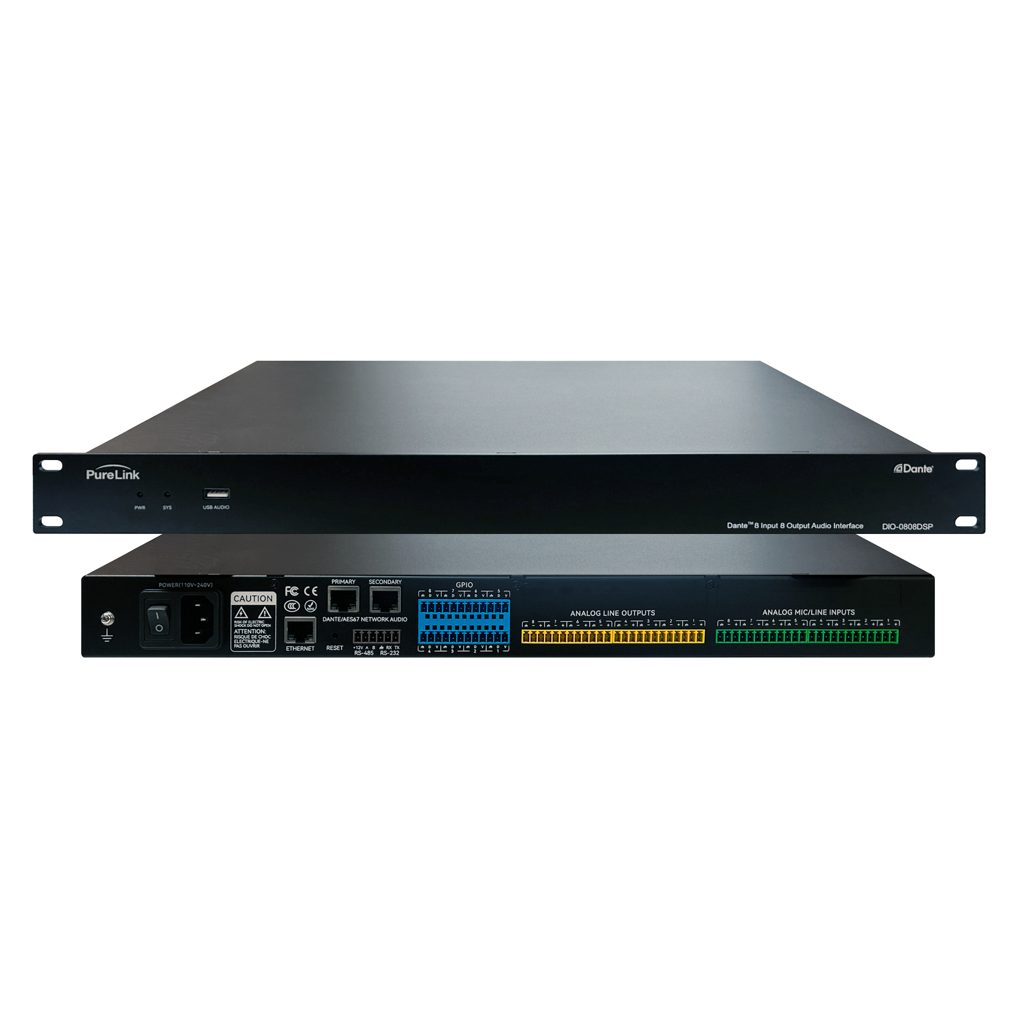 Dante 8 Input 8 Output Interface with DSP
