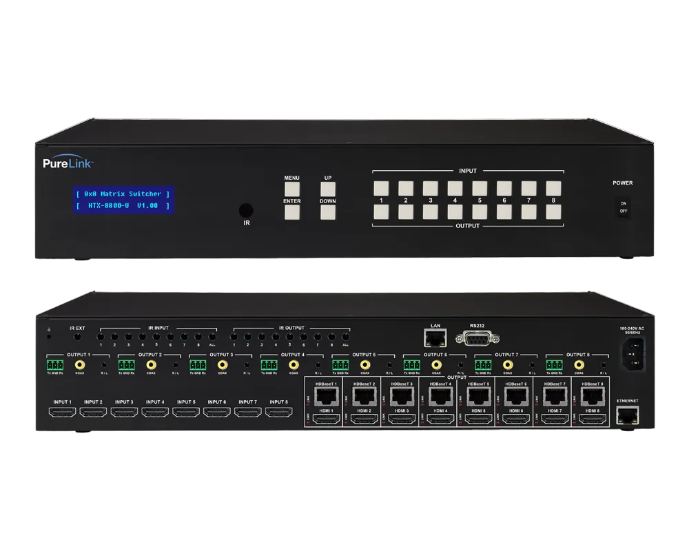 8×8 HDMI to HDBaseT Matrix Switcher with PoE