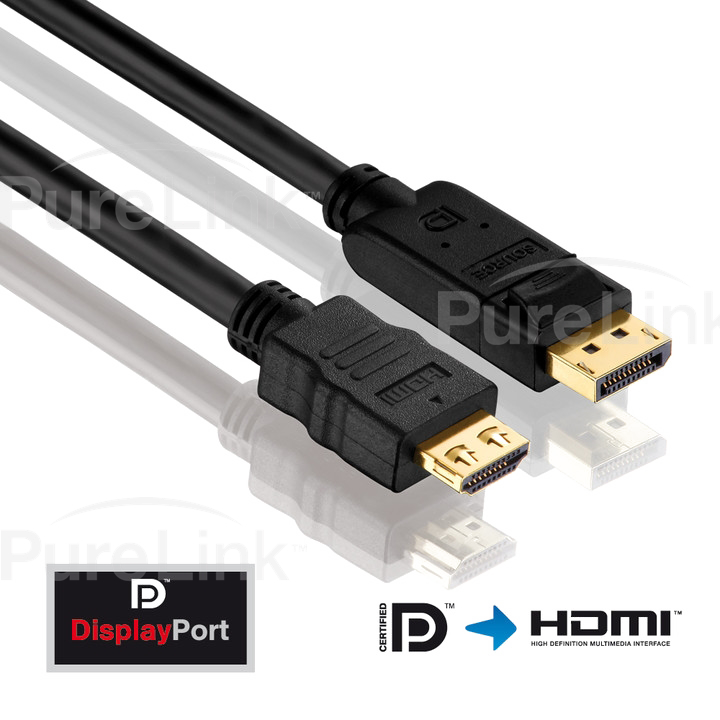 PureInstall DisplayPort to HDMI Cable with TotalWire Technology, Secure Lock