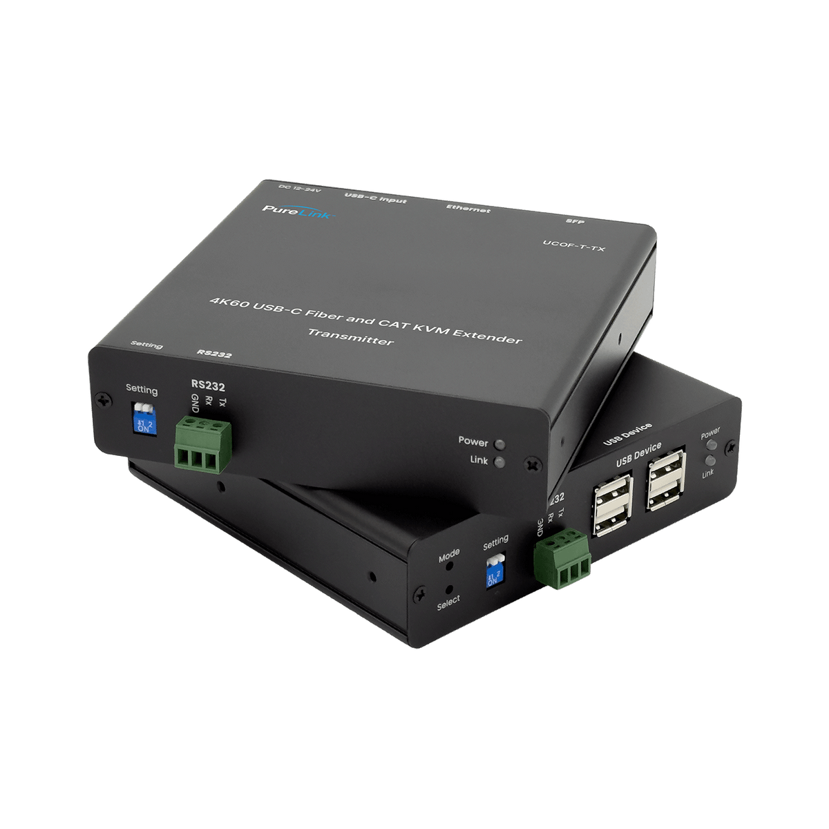 4K60 USB-C KVM Extender over CAT or Fiber with 100W PD
