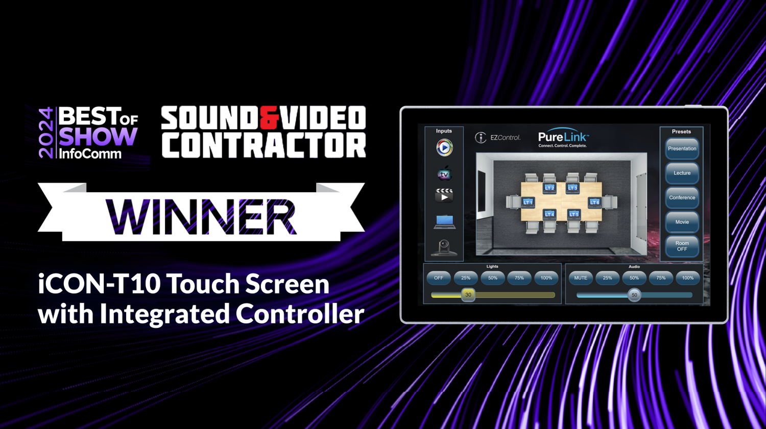 PureLink iCON-T10 Touch Screen Controller Wins Best of Show at InfoComm 2024