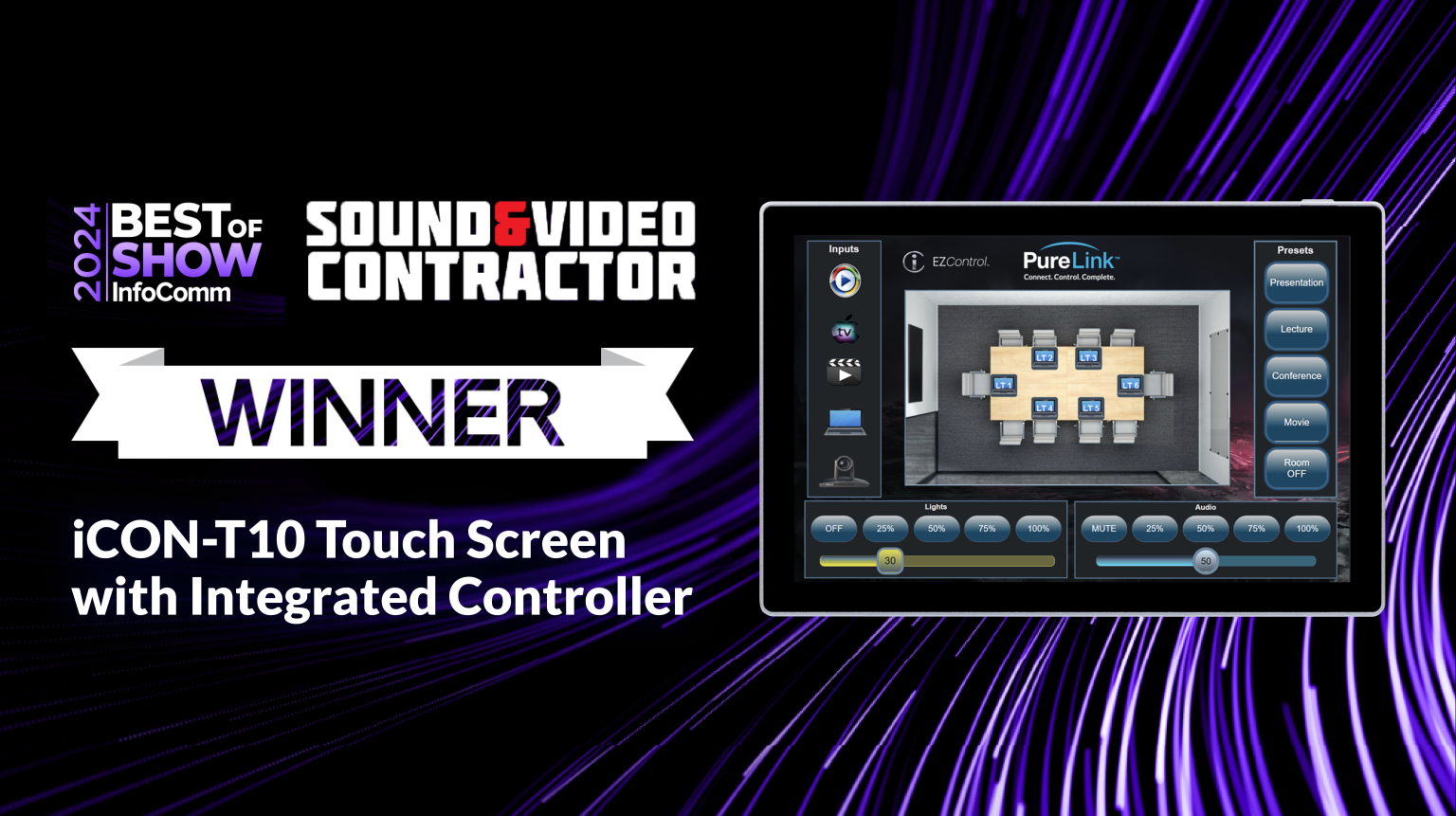 PureLink iCON-T10 Touch Screen Controller Wins Best of Show at InfoComm 2024