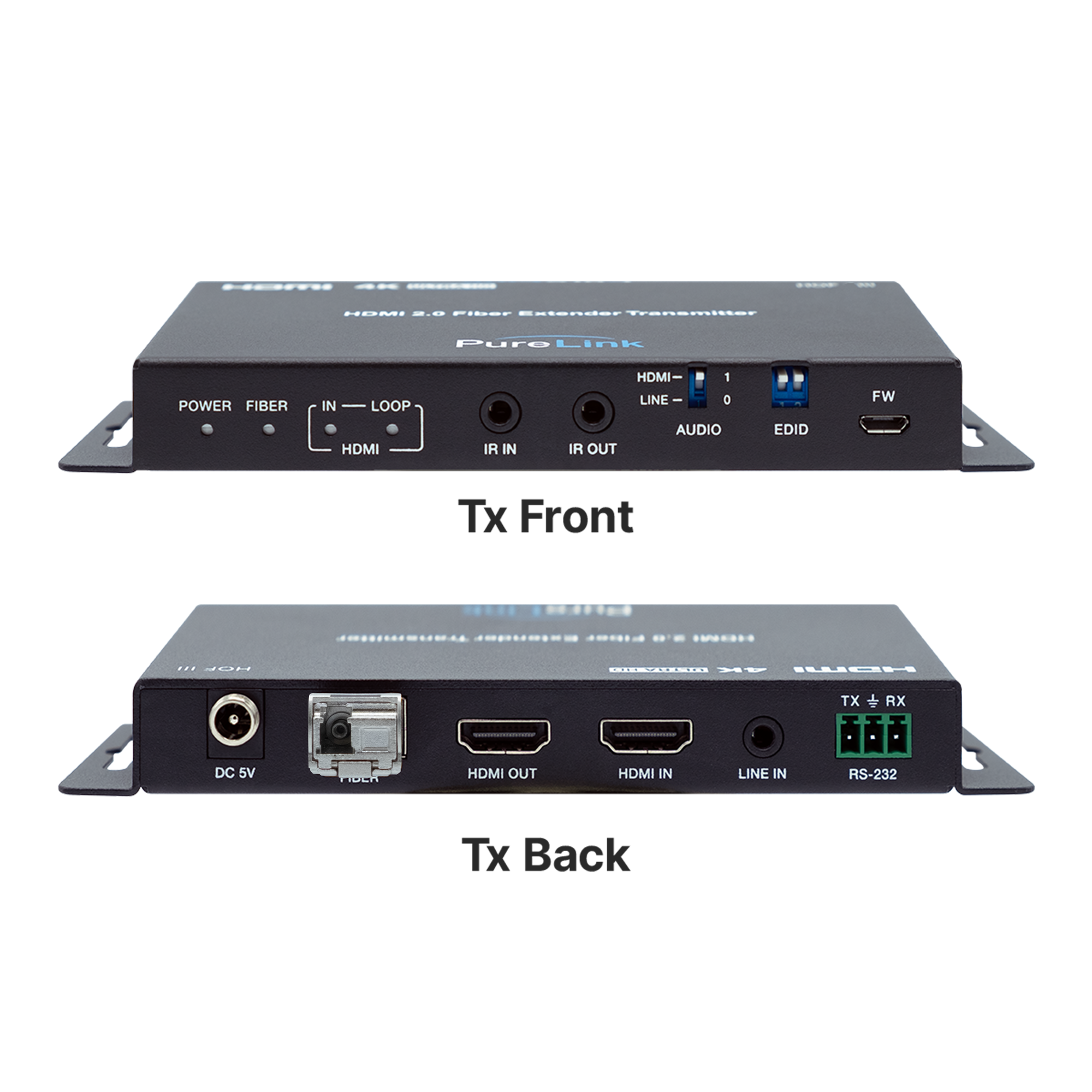 4K60 4:4:4 Fiber Extender with Loop Out and Audio Insert/Extract