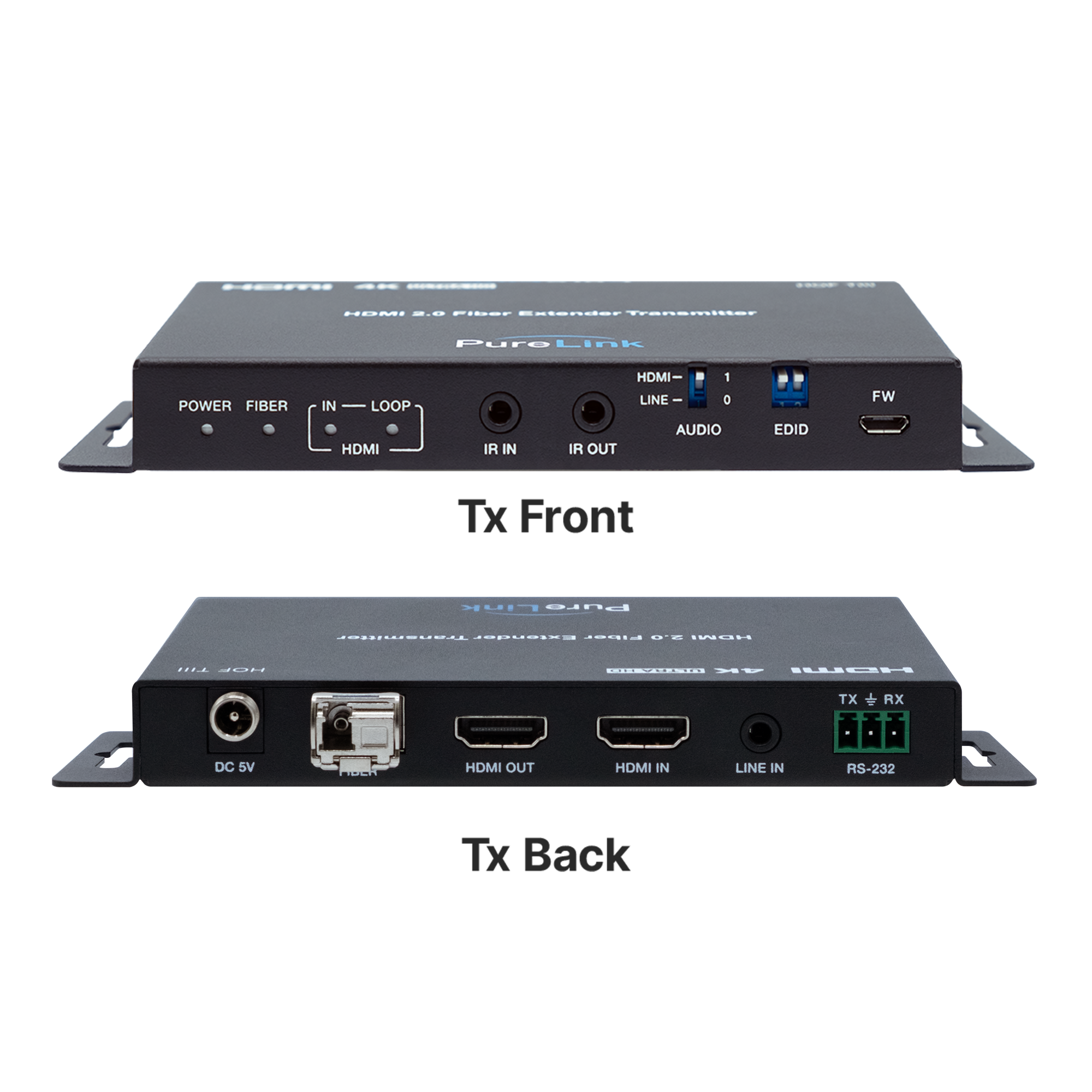 4K60 Fiber Extender with Loop Out and Audio Embedding/De-embedding