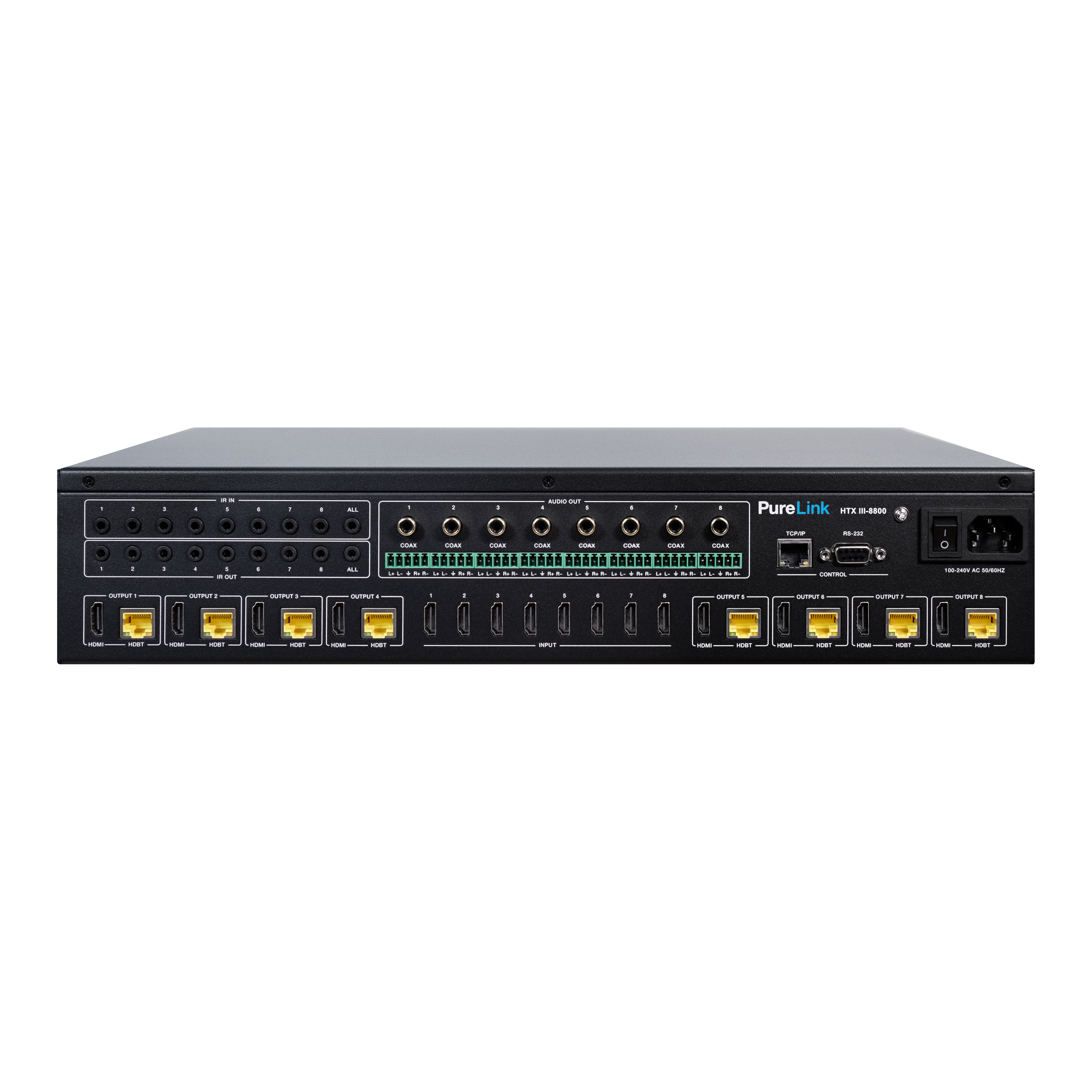8×8 4K60 HDMI to HDBaseT/HDMI Matrix Switcher with Audio De-Embed and PoC