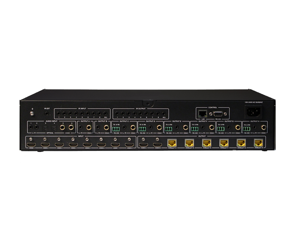 8×8 4K HDMI to HDBaseT Matrix Switcher with PoC