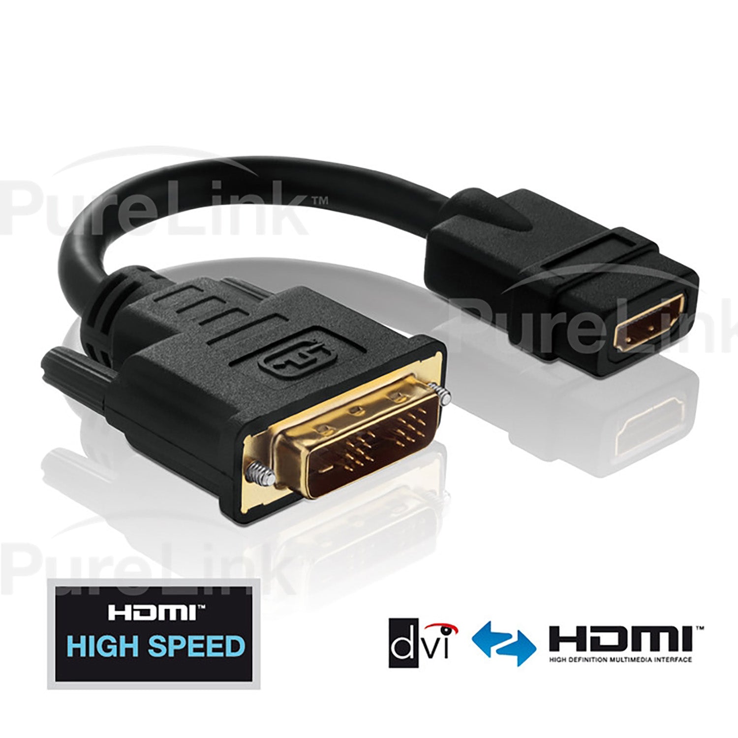 PureInstall DVI Male to HDMI Female Port Saver Adapter with TotalWire Technology