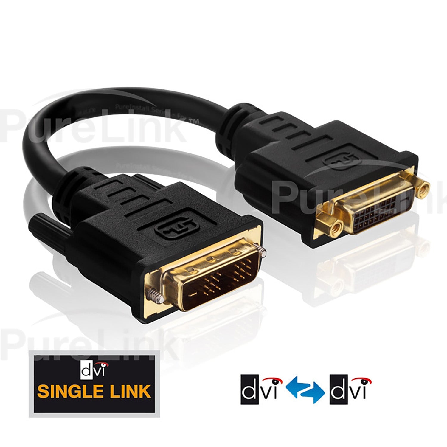 PureInstall DVI Male to DVI Female Port Saver Adapter with TotalWire Technology
