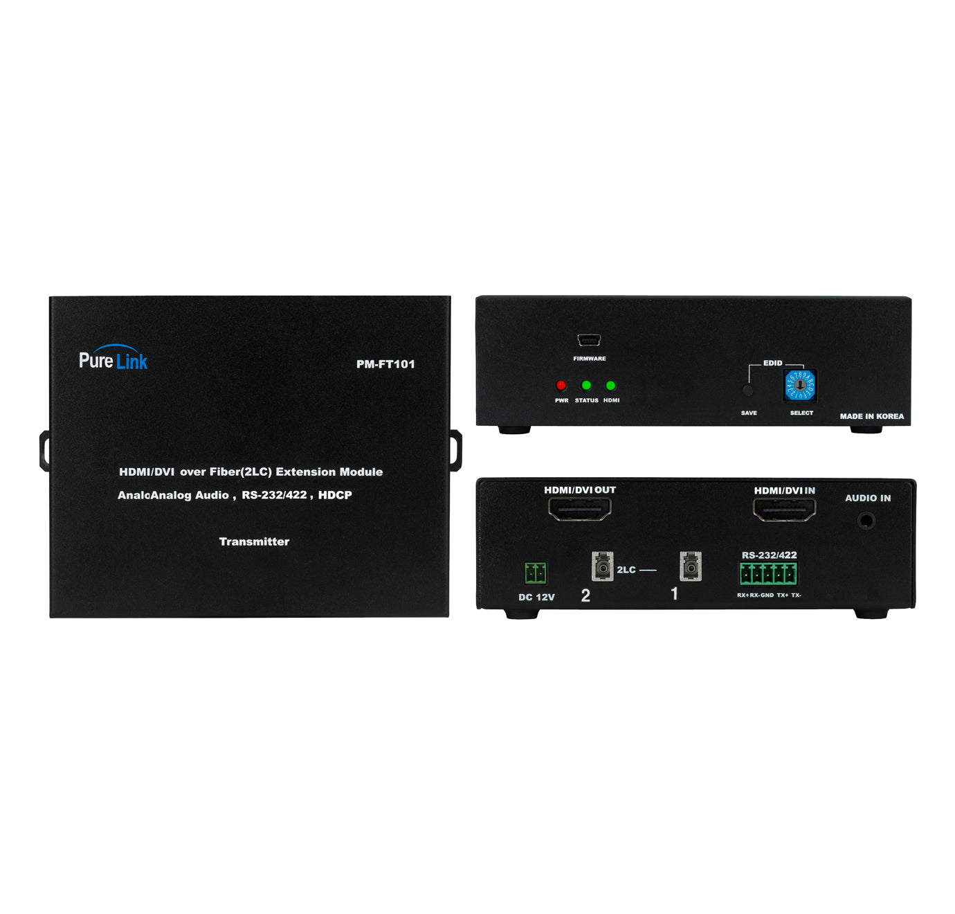 HDMI to 2 LC Fiber Transmitter with RS-232