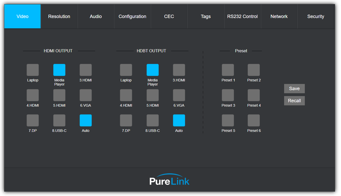 8×2 4K60 Seamless Presentation Switcher