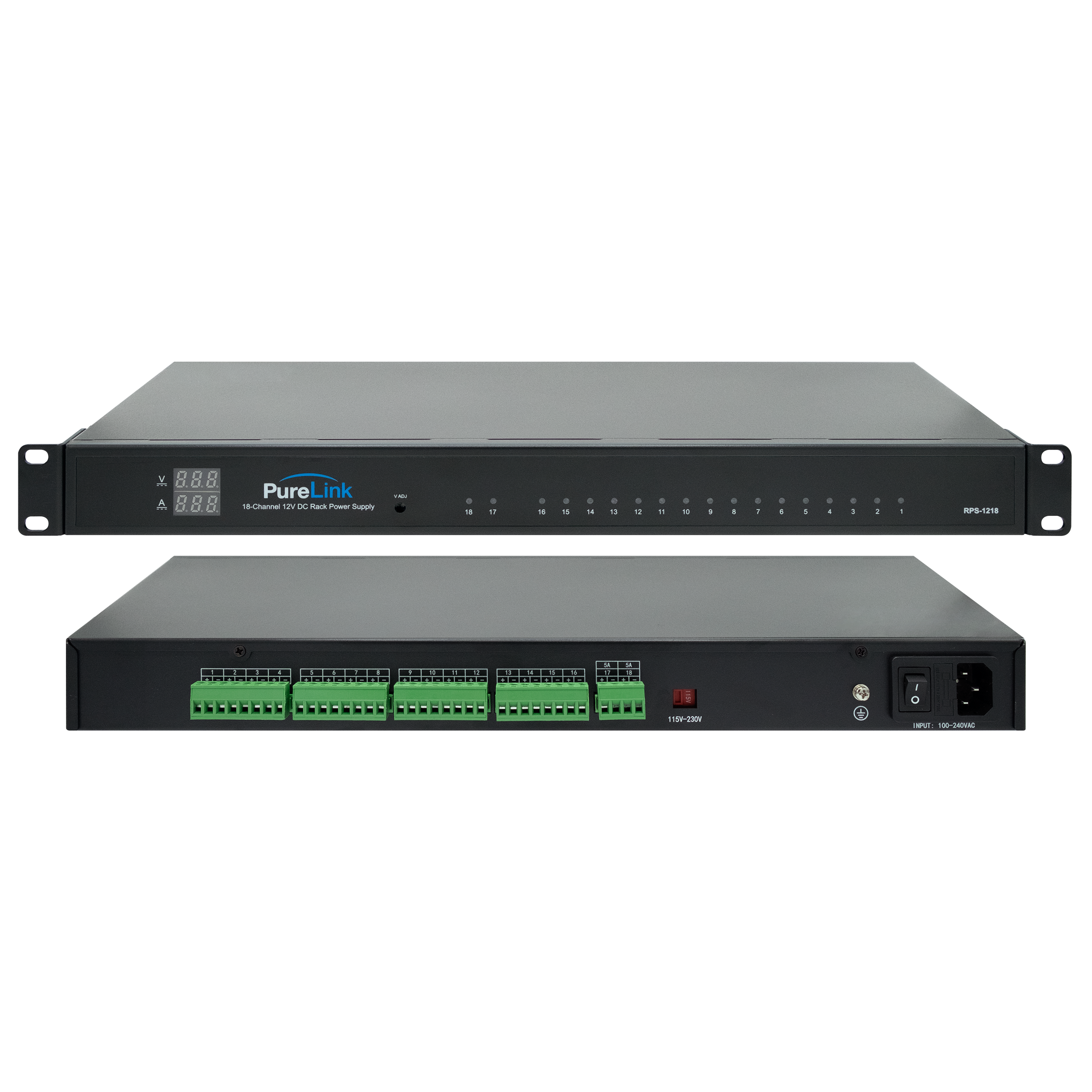 18-Channel 12V DC Rack Power Supply