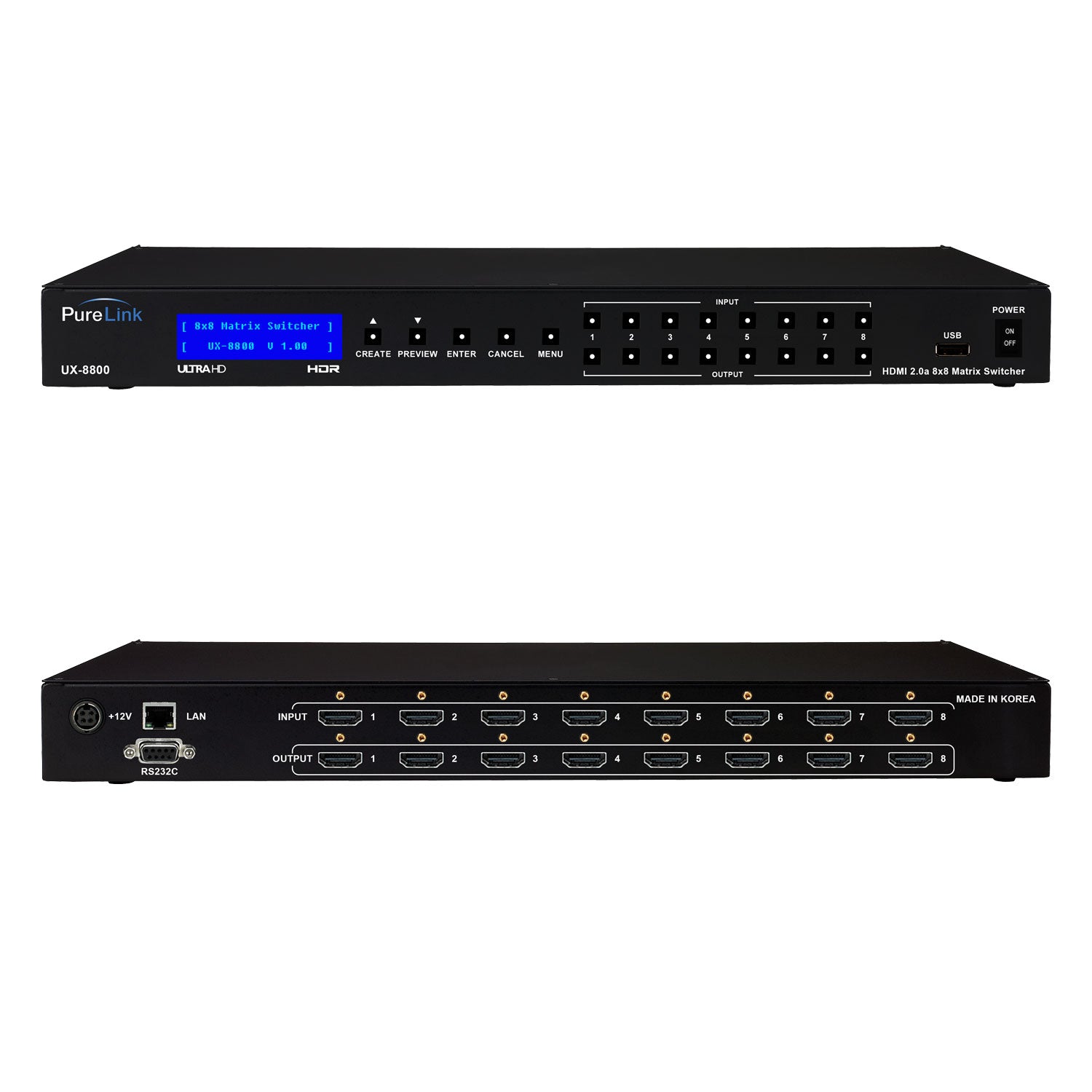 8×8 4K HDMI Matrix Switcher with HDCP 2.2