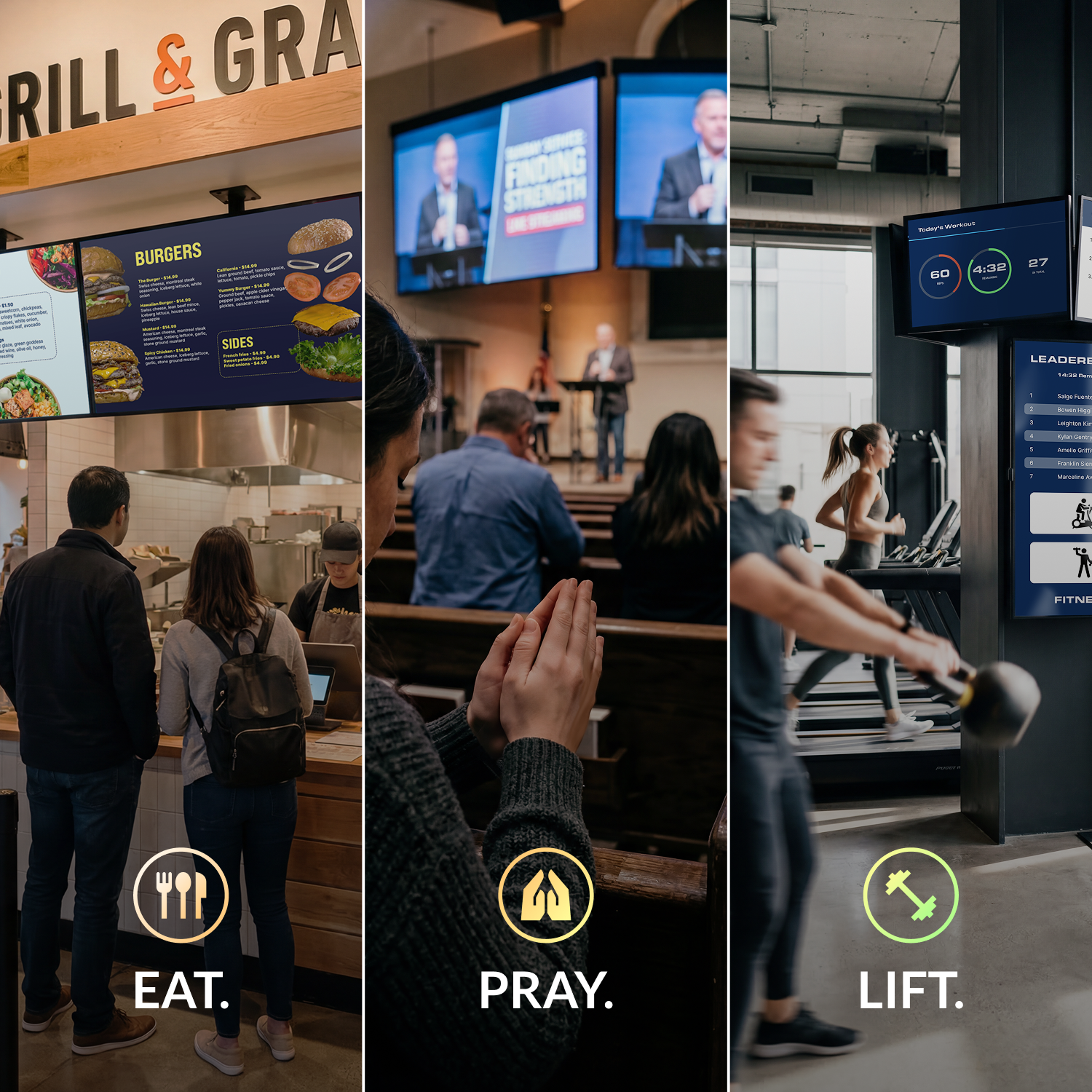 PushGo Kirkwood – Multi-Display AV Distribution System for Restaurants, Worship Spaces, and Fitness Centers