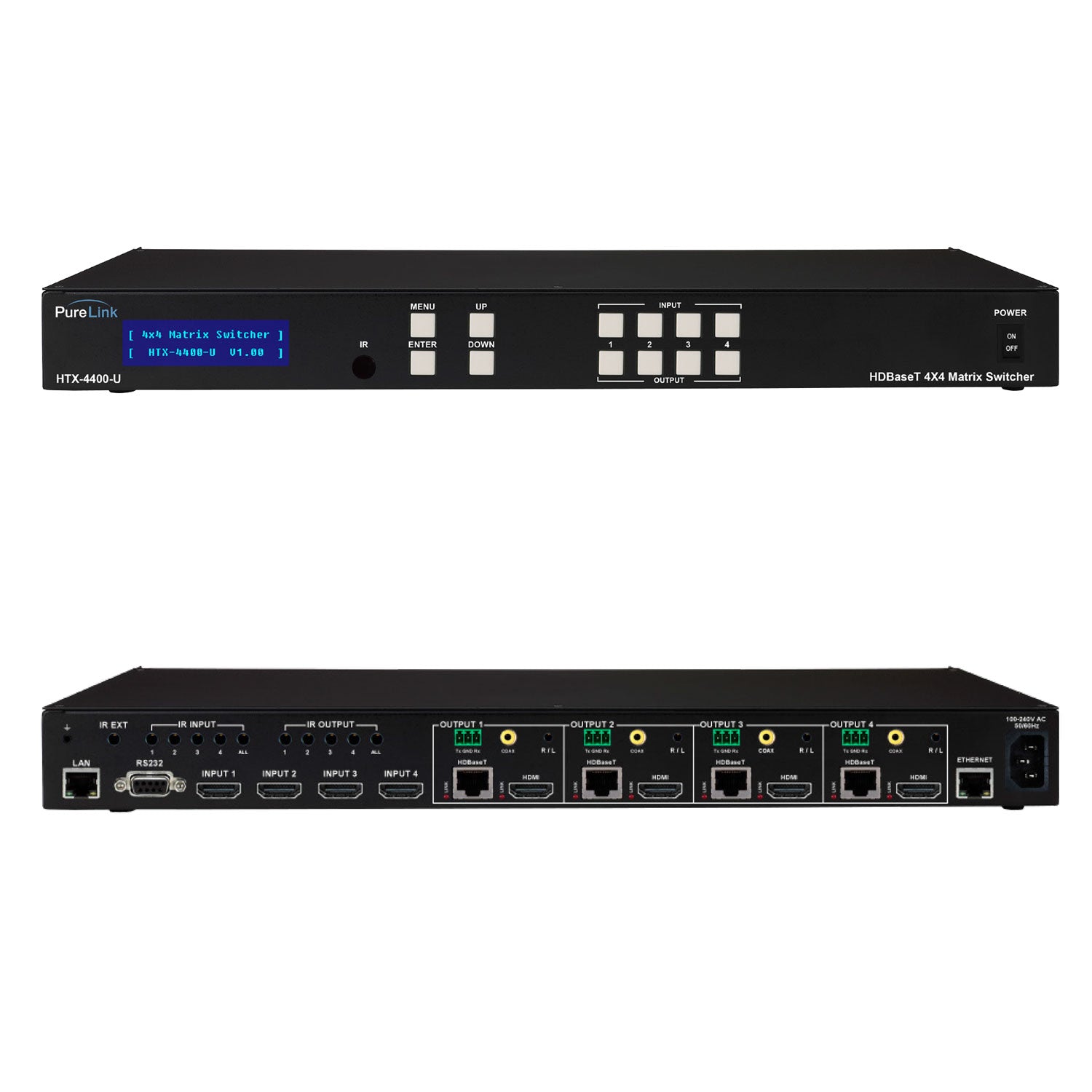 4×4 4K HDMI to HDBaseT Matrix Switcher with PoE