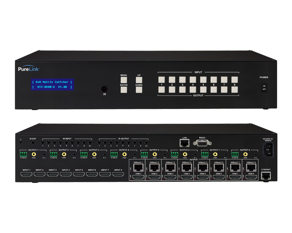 8×8 HDMI to HDBaseT Matrix Switcher with PoE