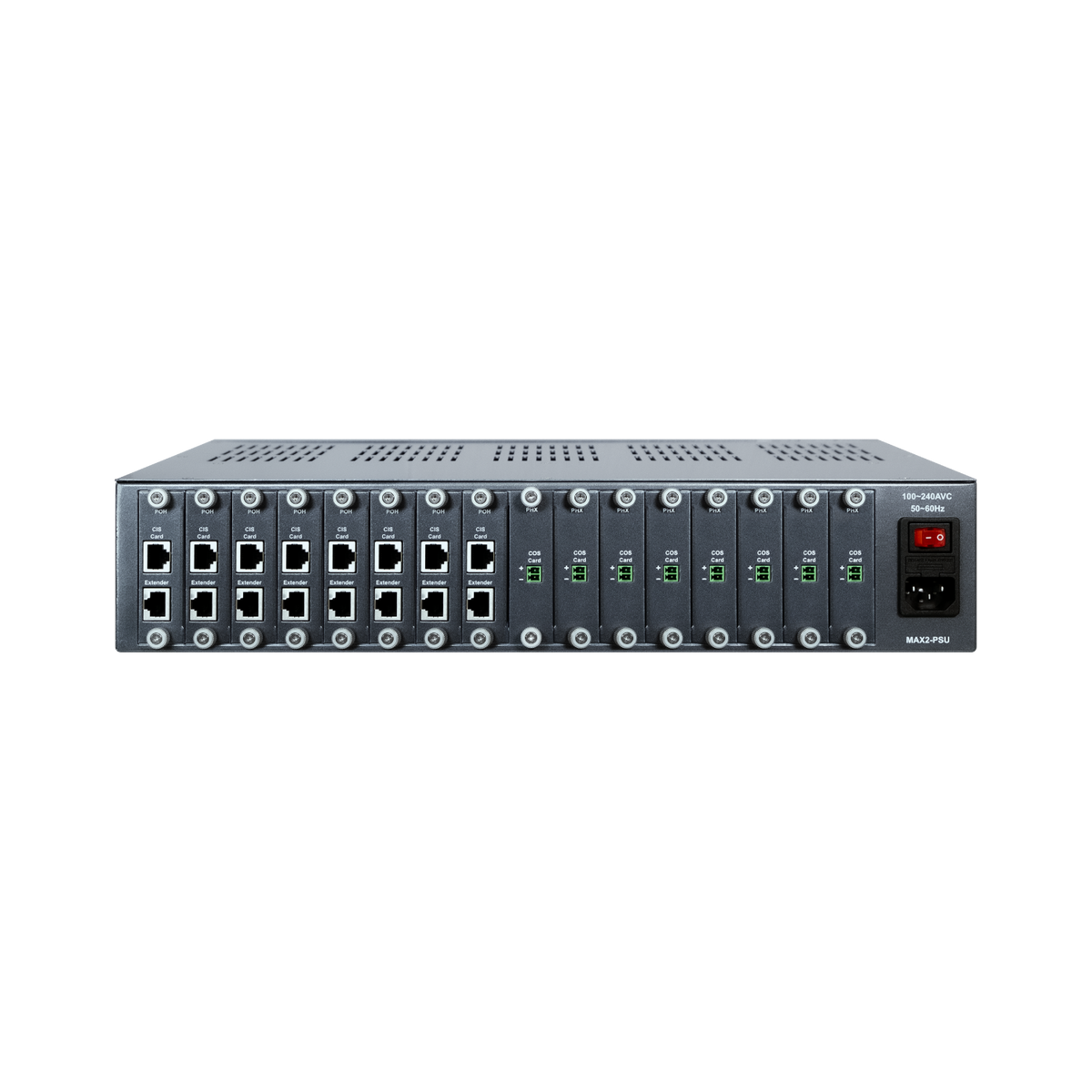 16-Channel Modular PoH Power Supply for MAX2 Extenders
