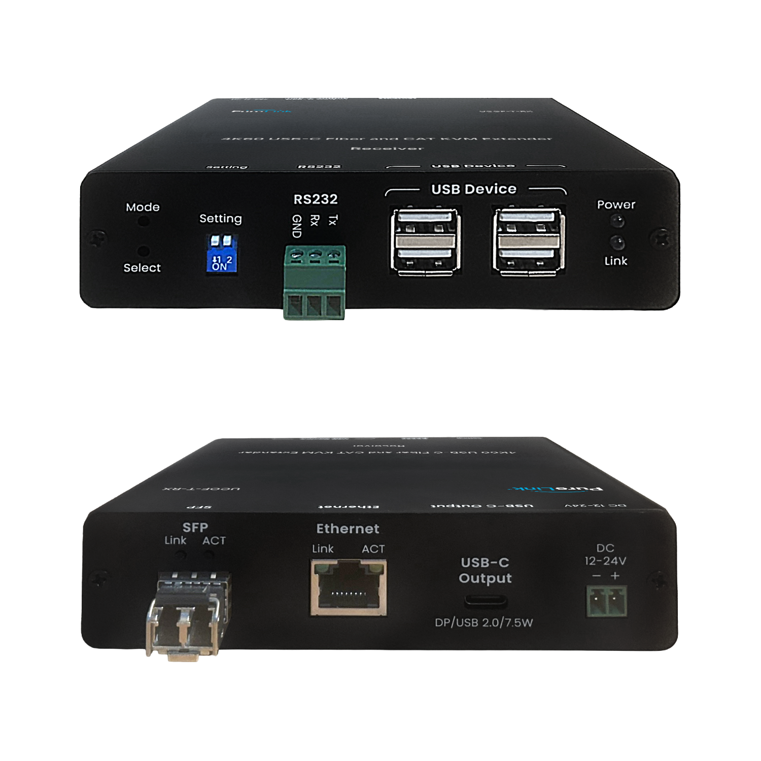 4K60 USB-C KVM Extender over CAT or Fiber with 100W PD