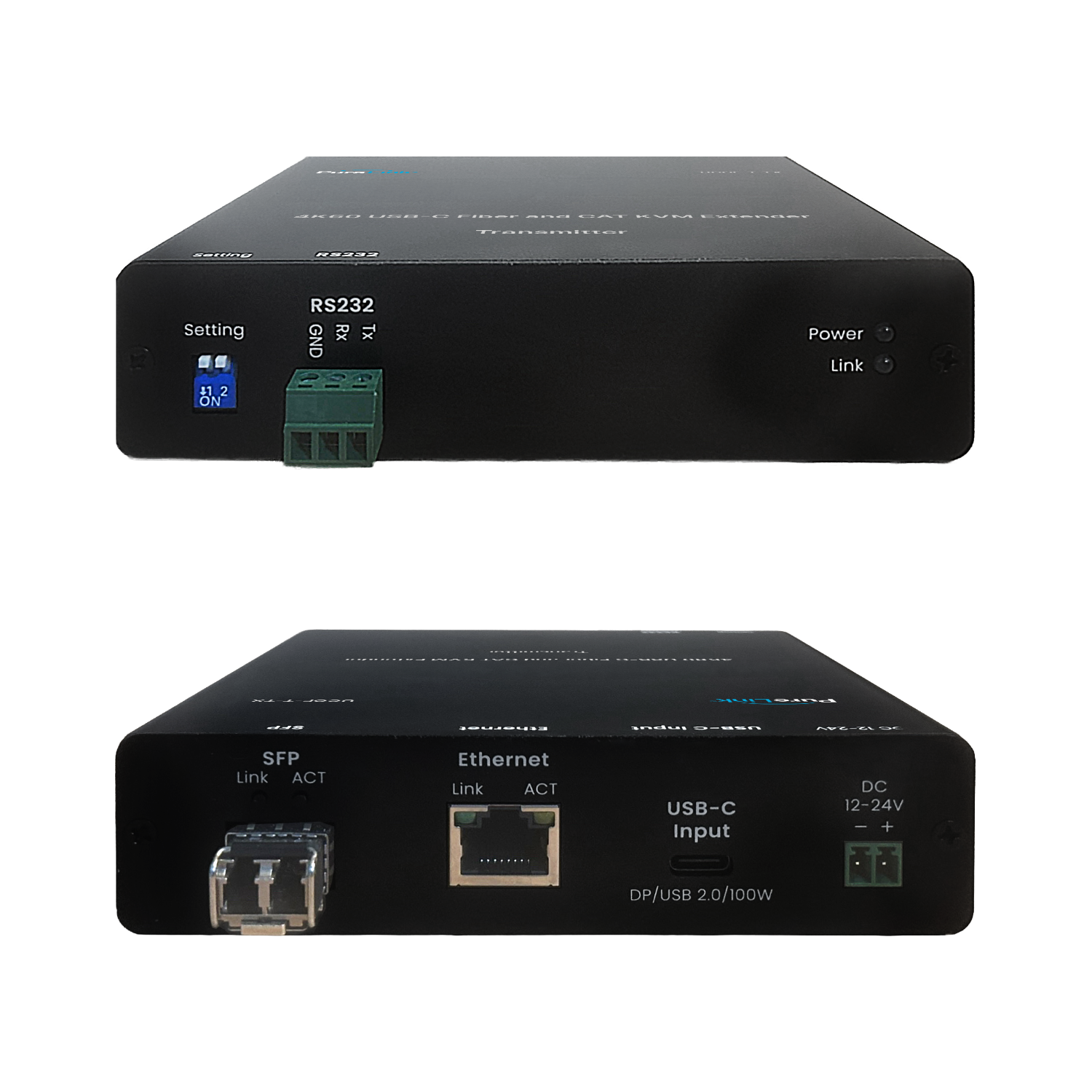 4K60 USB-C KVM Extender over CAT or Fiber with 100W PD
