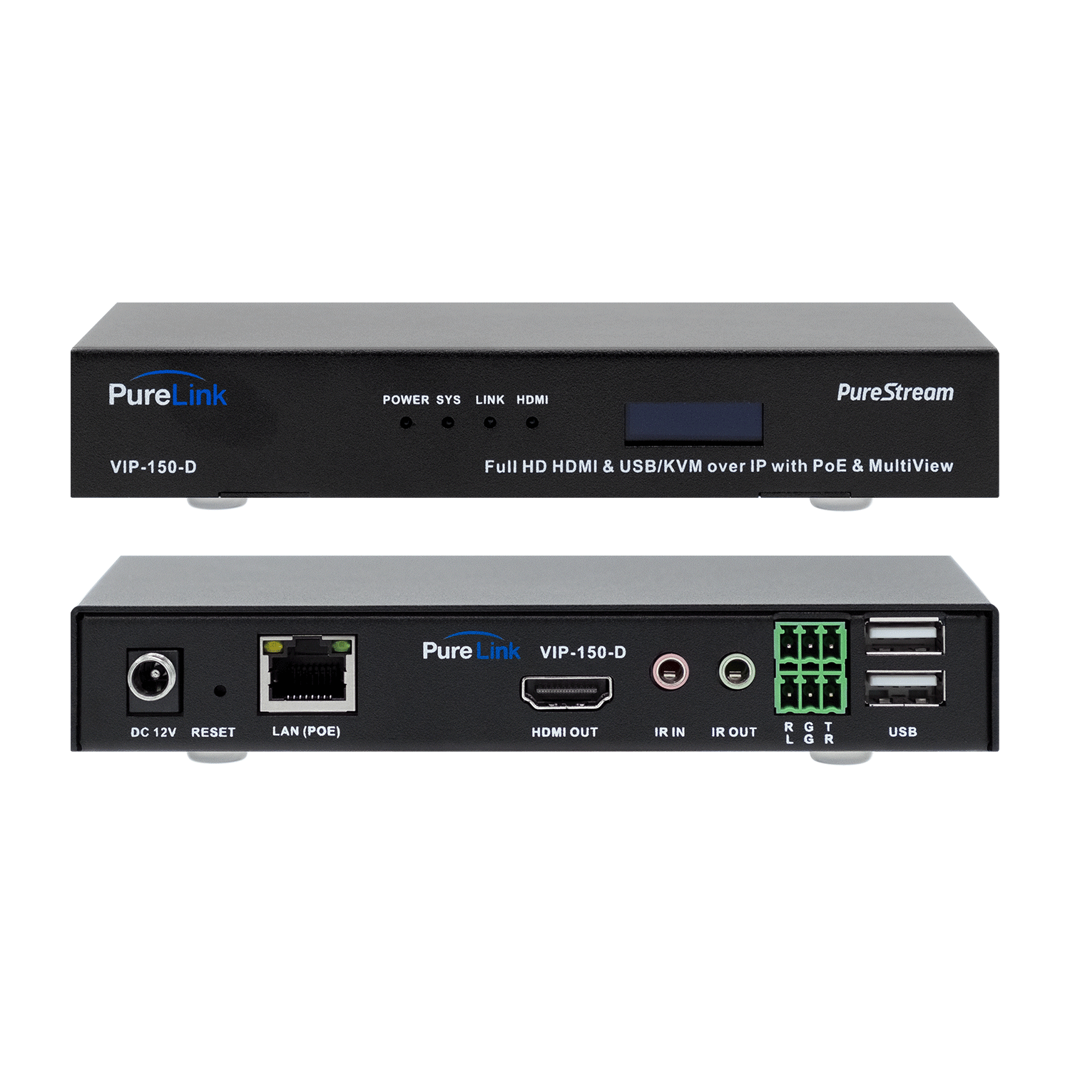 Full HD HDMI & USB/KVM over IP Decoder with PoE & Multiview