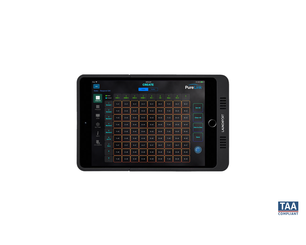Detachable iPad Front Panel for Media Axis Matrix Switcher Frames