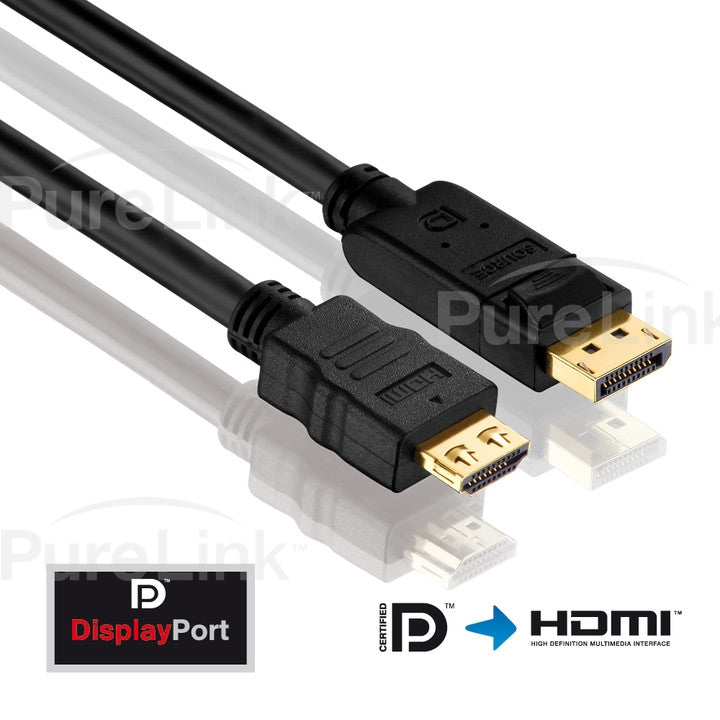 PureInstall DisplayPort to HDMI Cable with TotalWire Technology, Secure Lock